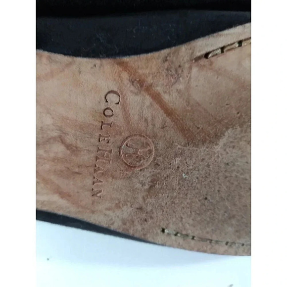 Cole Hann Black Suede Loafers Gold Buckle Accent Sz 9.5 AA - Picture 11 of 11